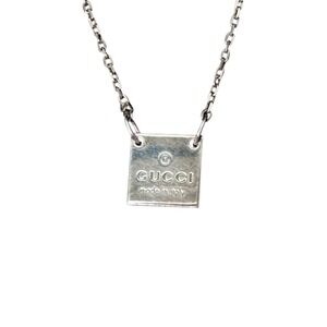 GUCCI Trademark Square Necklace | Sterling Silver 17.3"-18.7"